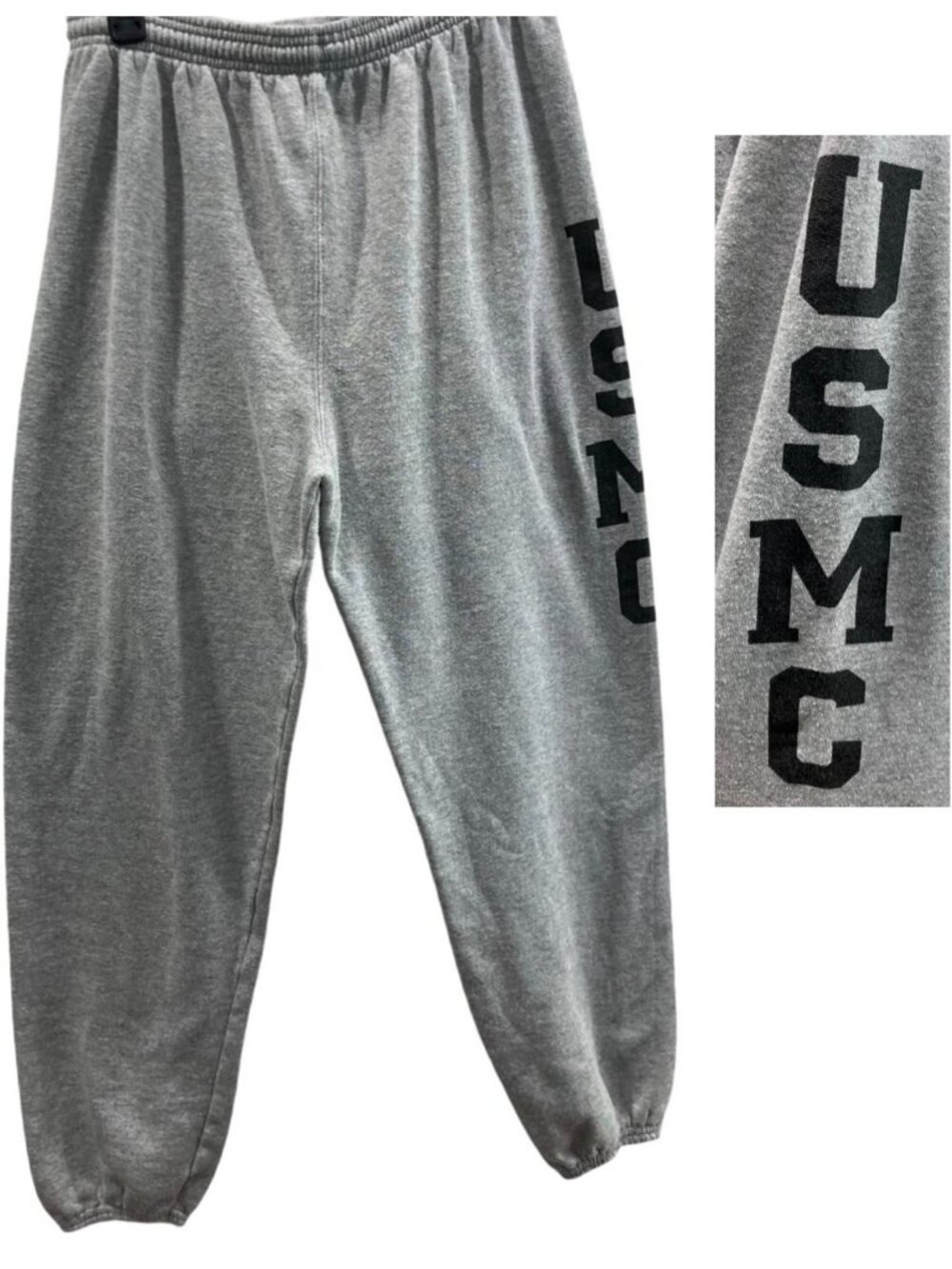 Soffe USMC Logo Sweatpants L Gray Cotton Athletic Streetwear Workout Running
